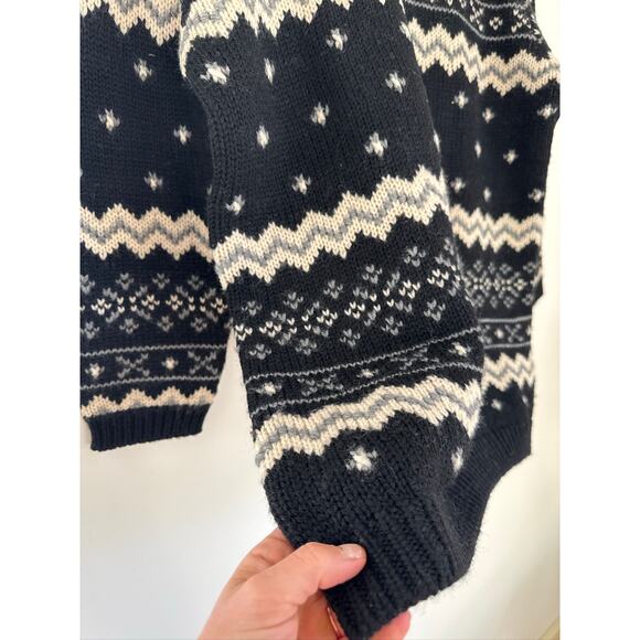 Vintage Liz Claiborne Fair Isle Oversized Wool Sweater Petite M - Picture 4 of 7